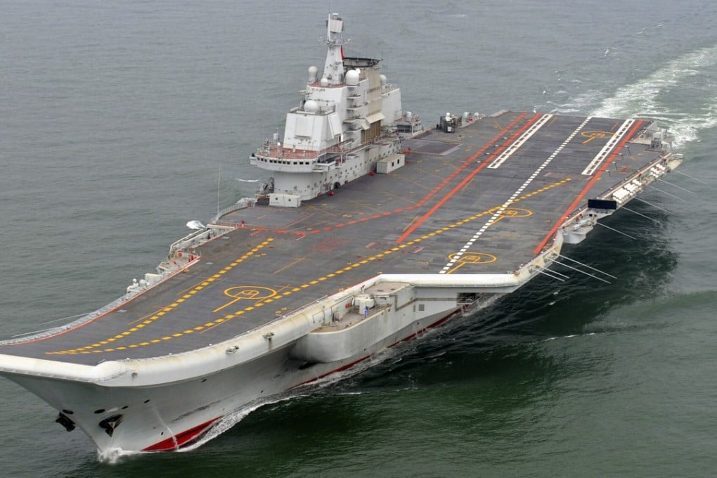 Chinese aircraft carrier Liaoning cruises for a test on the sea. Photo: AP