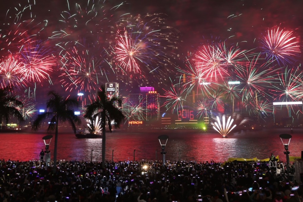 Fireworks ring in the new year across Victoria Harbour in Tsim Sha Tsui. Photo: SCMP