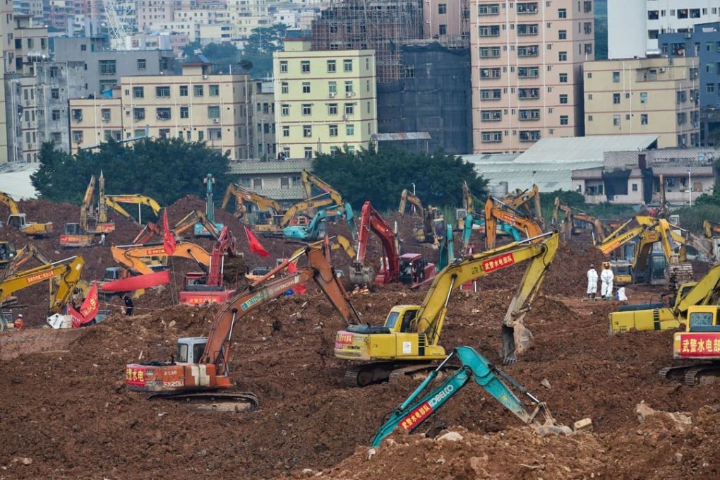 Rescuers working to find the people missing after the landslide in Shenzhen. Mainland authorities have arrested 11 people so far for their role in the disaster. Photo: Xinhua