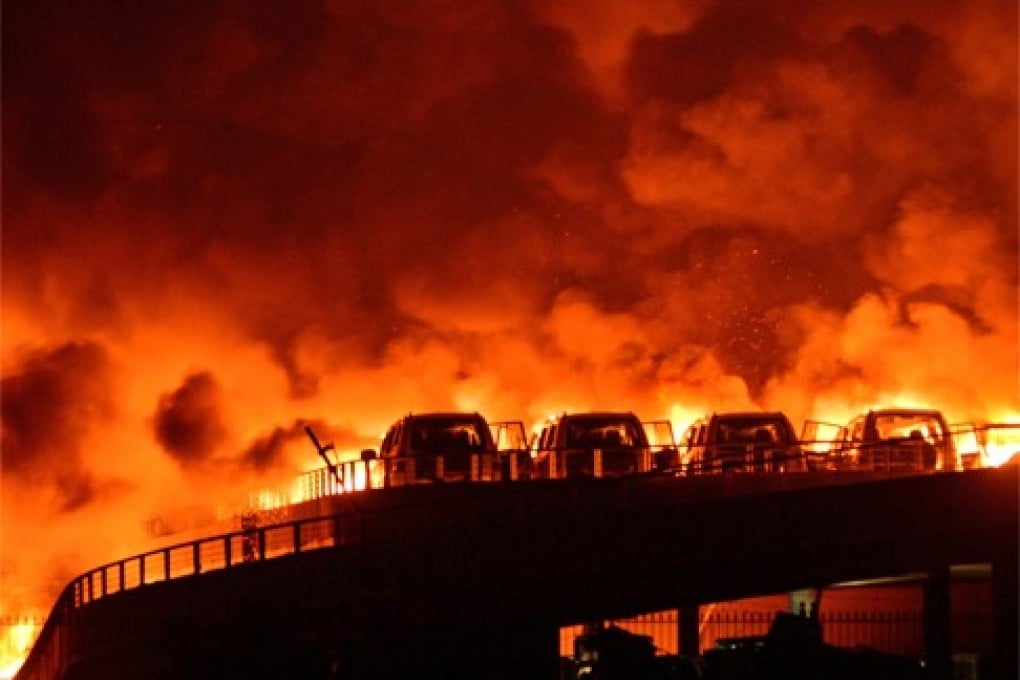 Dangerous cargo stored at Tianjin exploded at midnight in Tianjin, China, August 2015. At least 173 people were killed, many of them emergency responders, and at least 520 people were hopsitalised, according to state media. Photo: Tpg/ZUma Press/TNS