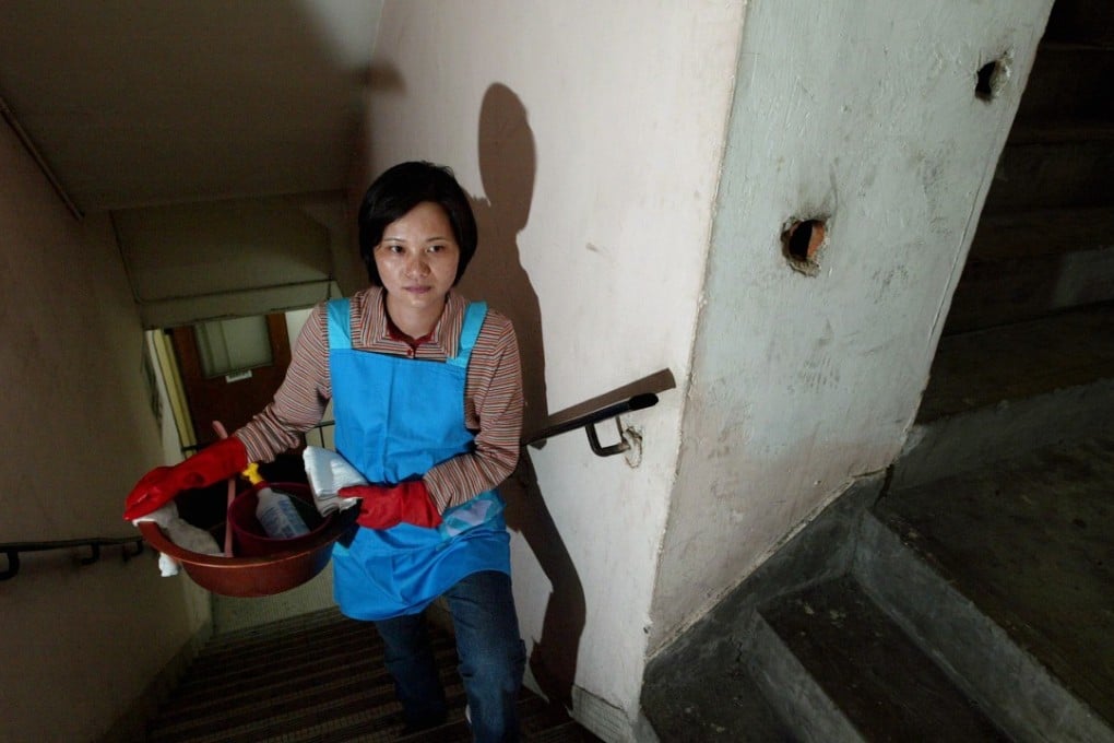 A local domestic helper, Lo Fan, at the Hong Kong Domestic Worker General Union in Yuen Long.