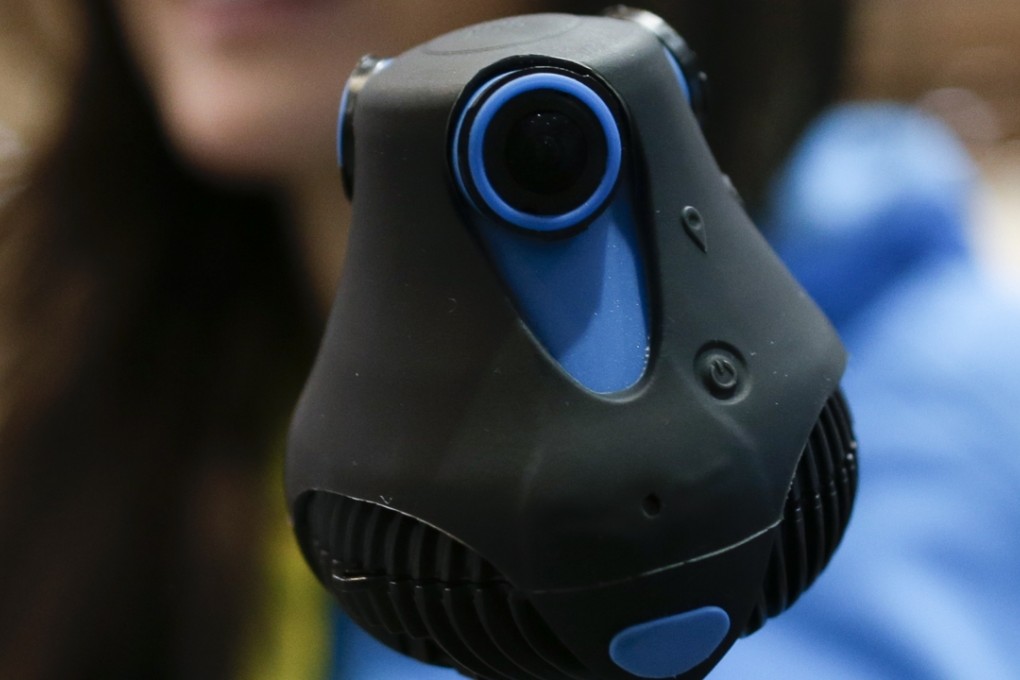 The 360cam from Giroptic on show at a preview for the Consumer Electronics Show (CES) in Las Vegas. The camera makes full spherical videos and photos. Photo: AP