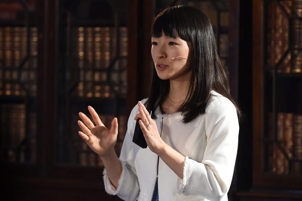Marie Kondo, author and organising consultant, on the Society Stage at the 2015 Web Summit in the RDS, Dublin, Ireland. Photo: Corbis