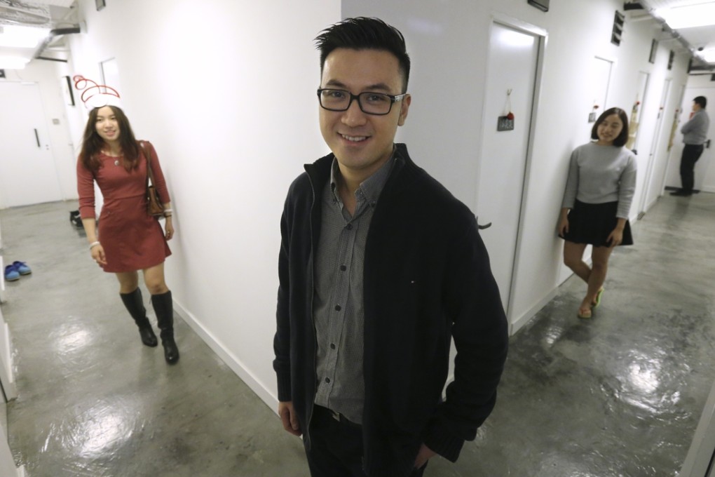 Darren Wong, a co-founder of M3 International Youth Community, at the youth apartment in Cheung Sha Wan Road, Sham Shui Po. Photo: Dickson Lee.
