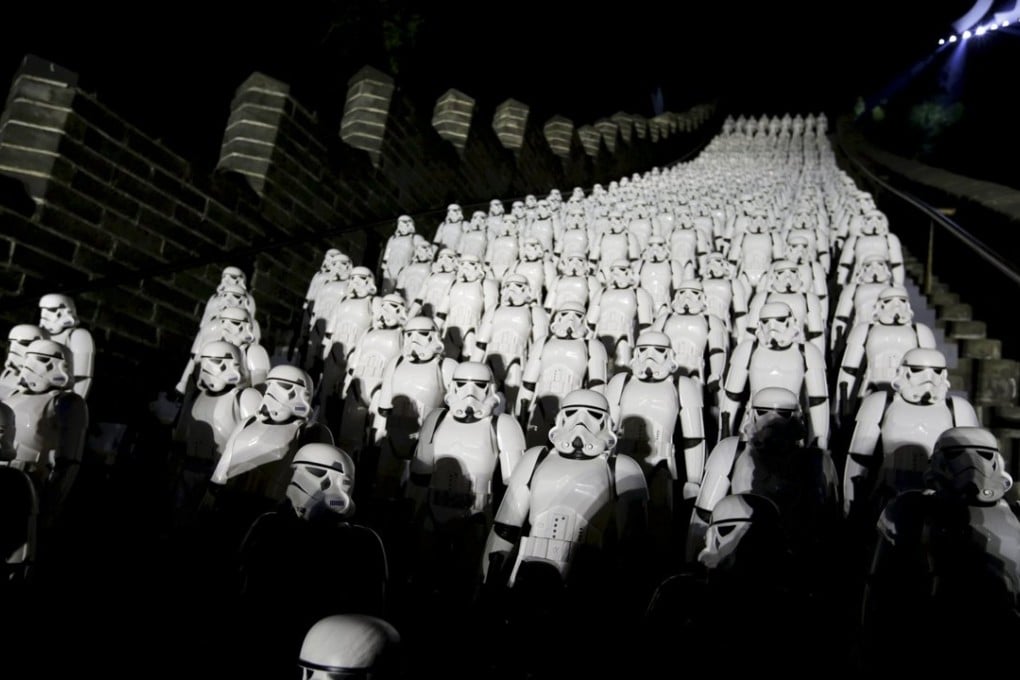 Five hundred Stormtroopers from "Star Wars" on the steps of a section of the Great Wall of China during a promotional event in October for the latest film. Photo: Reuters