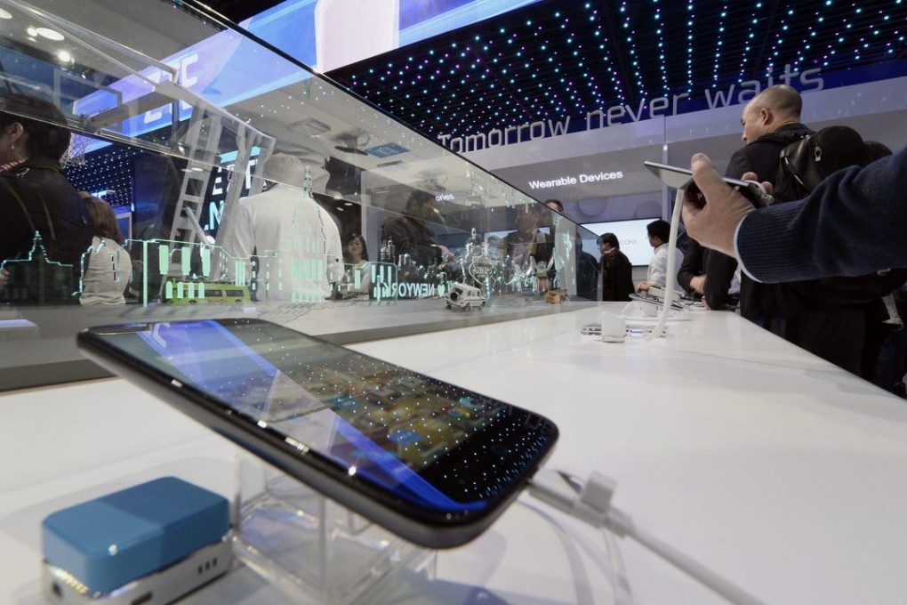 ZTE smartphones on display during the first day of the Consumer Electronics Show in Las Vegas on Wednesday. More Chinese tech firms are snapping up booths at the world's largest annual consumer technology trade show to showcase their wares for a piece of the US market. Photo: EPA