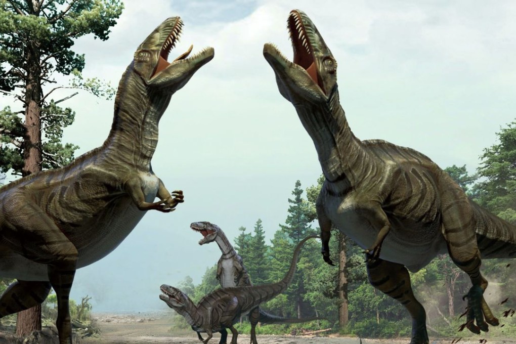 A handout image provided by “Nature” shows an artist’s reconstruction of dinosaurs engaged in dance-like behaviour, based on trace fossil evidence from Colorado. Photo: AFP/Lida Xing