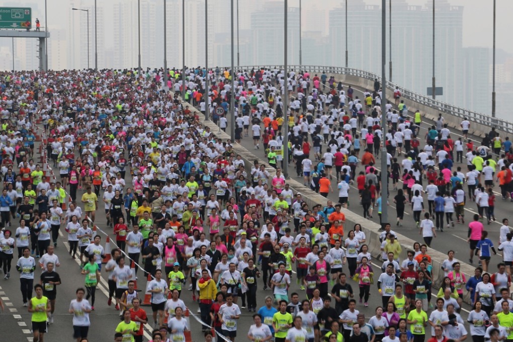 About 74,000 runners are expected to take part in the 10k, half marathon and marathon in Sunday’s Standard Chartered Hong Kong Marathon. Photo: Felix Wong