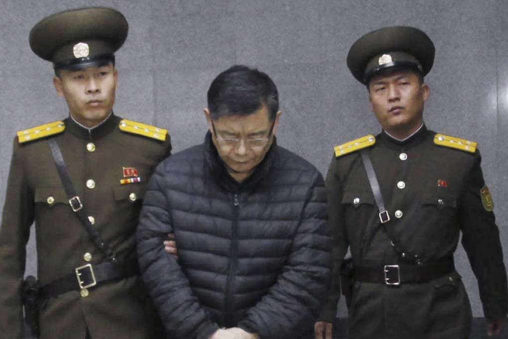 Hyeon Soo-lim, who pastors the Light Korean Presbyterian Church in Toronto, is escorted to his sentencing in Pyongyang, in December. Photo: AP