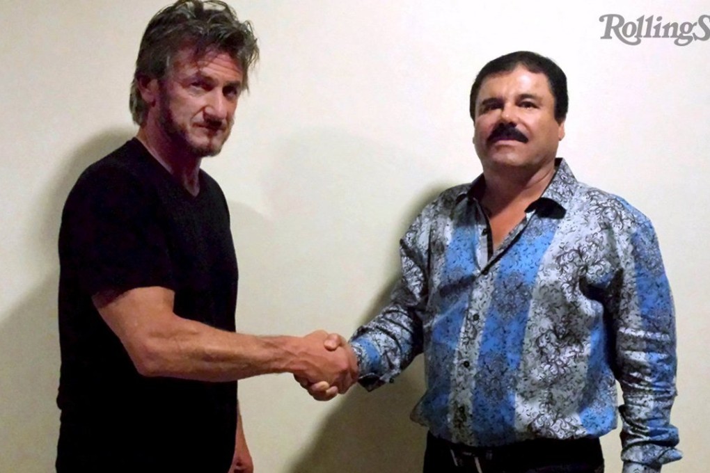 Actor Sean Penn (left shakes hands with Mexican drug lord Joaquin "Chapo" Guzman in Mexico, in this undated Rolling Stone handout image. Photo: Rolling Stone/Reuters