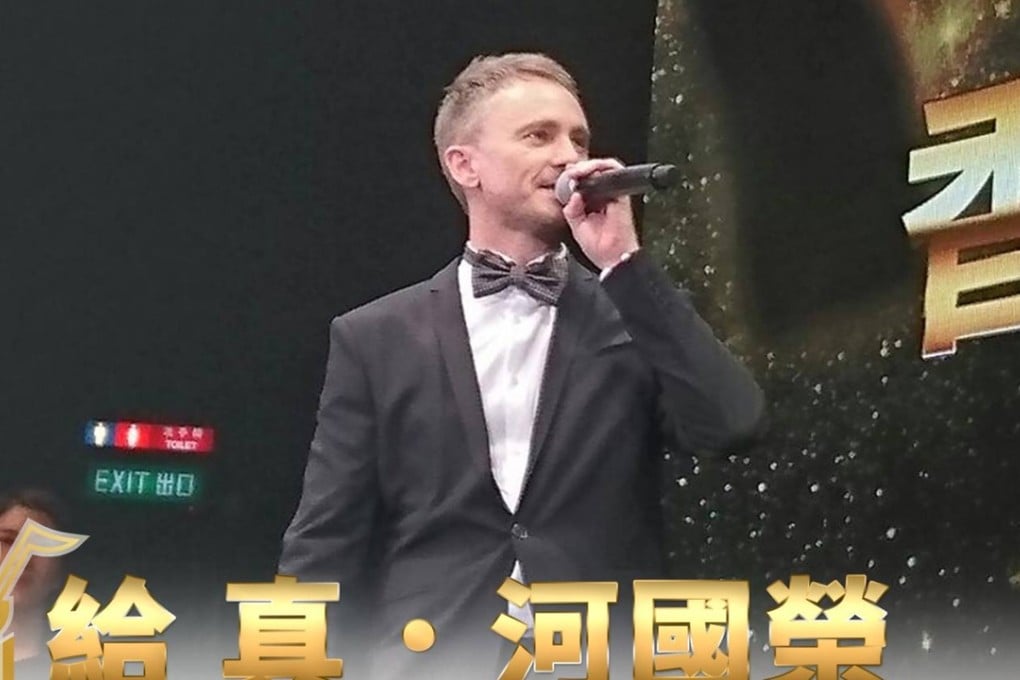 Australian singer Gregory Rivers performs a Cantonese rap song at the awards. Photo: SCMP Pictures