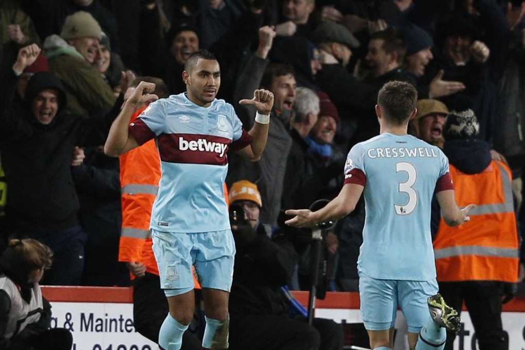 West Ham’s Dimitri Payet celebrates scoring against Bournemouth. Photo: AFP