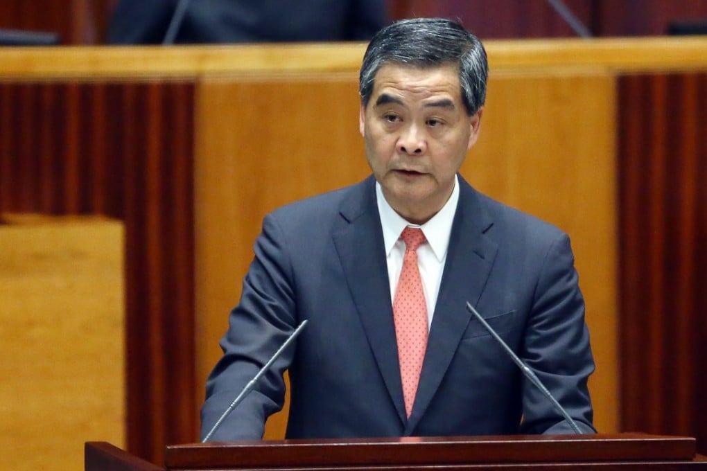 Hong Kong Chief Executive Leung Chun-ying announces his policy address at the Legco Chamber in Tamar. Photo: Sam Tsang