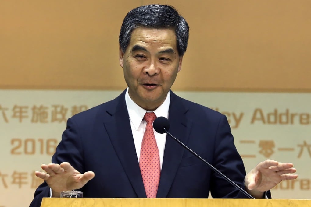 Chief Executive Leung Chun-ying at the press conference for his 2016 policy address. Photo: Sam Tsang