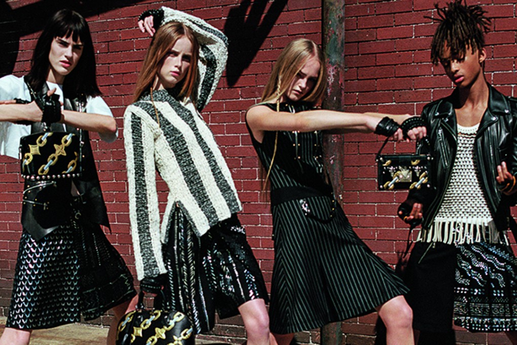 Jaden Smith with female models in Louis Vuitton’s spring/summer 2016 campaign.