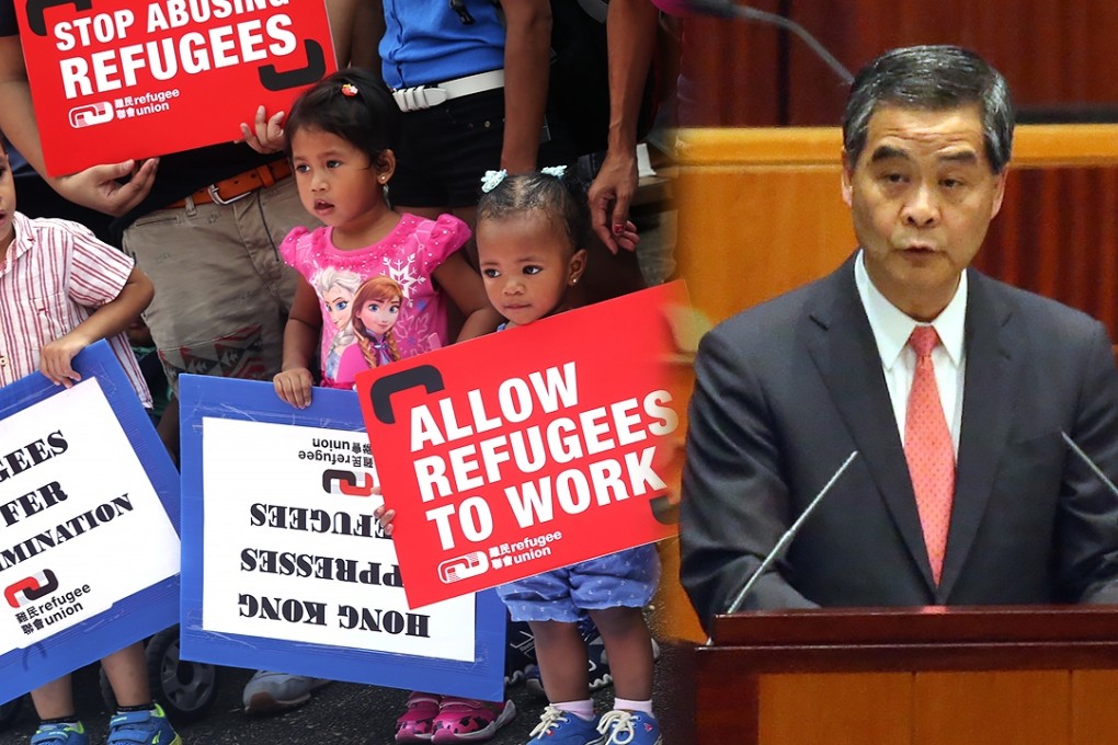 Hong Kong Chief Executive Leung Chun-ying announced the policy amid protests. Photo: David Wong