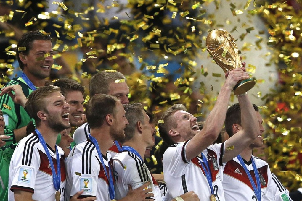Germany’s players celebrate winning the 2014 World Cup, the rights to which cost TVB more than US$40 million Photo: AFP