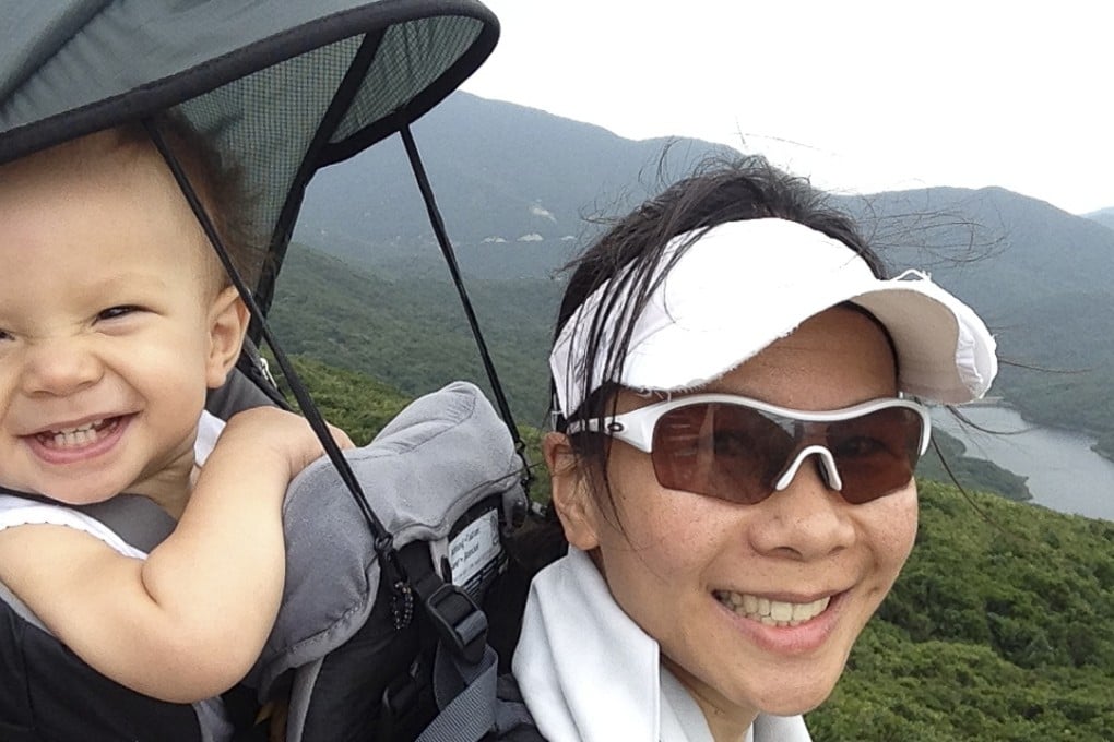 The writer carries her daughter in a Deuter Kid Comfort III child carrying rucksack.