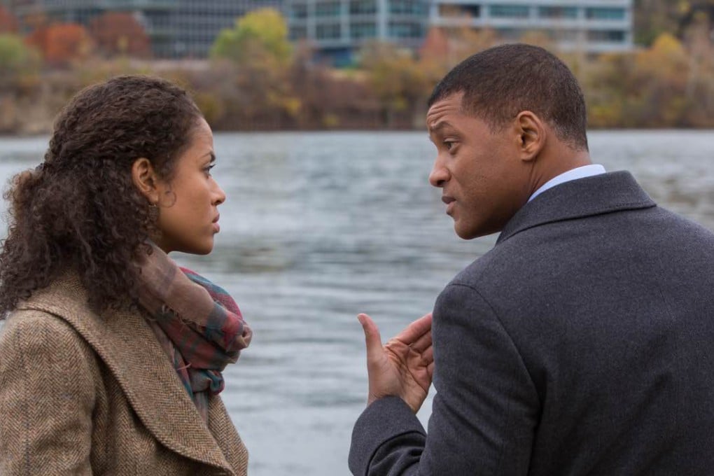 Will Smith and Gugu Mbatha-Raw play Dr Bennet Omalu and his future wife in a scene from the film Concussion. The film (Category: IIA), directed by Peter Landesman, also stars Albert Brooks