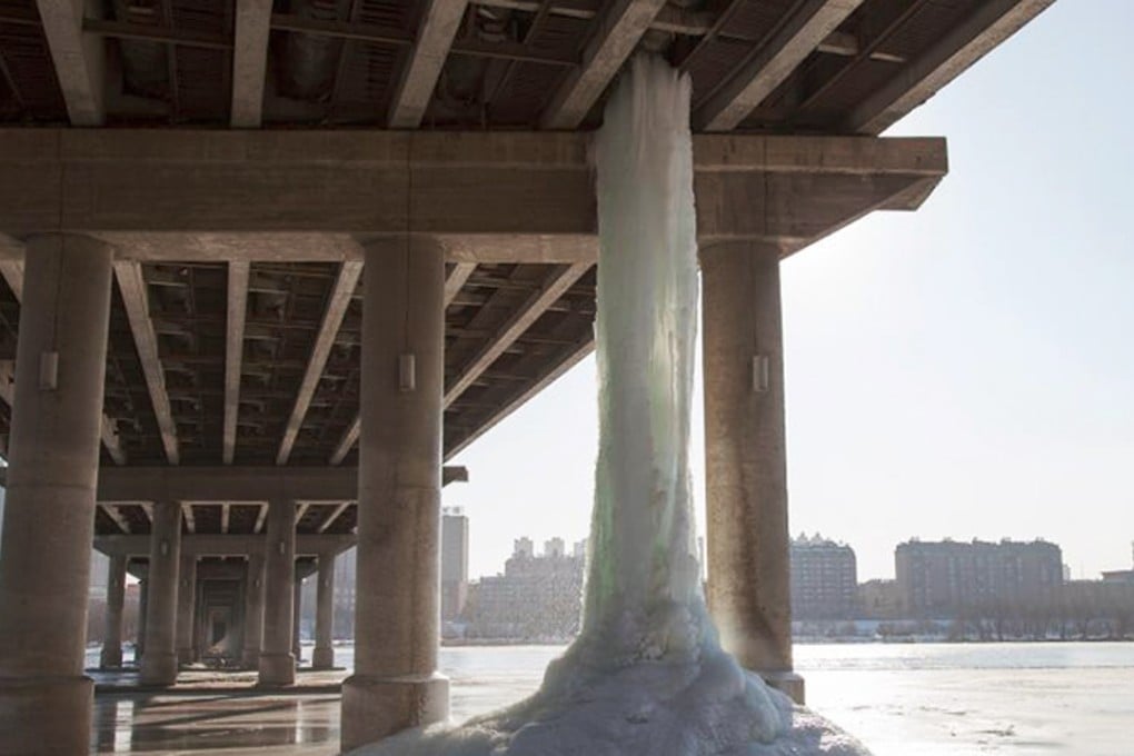 The pillar of ice formed in Jilin. Photo: SCMP Pictures