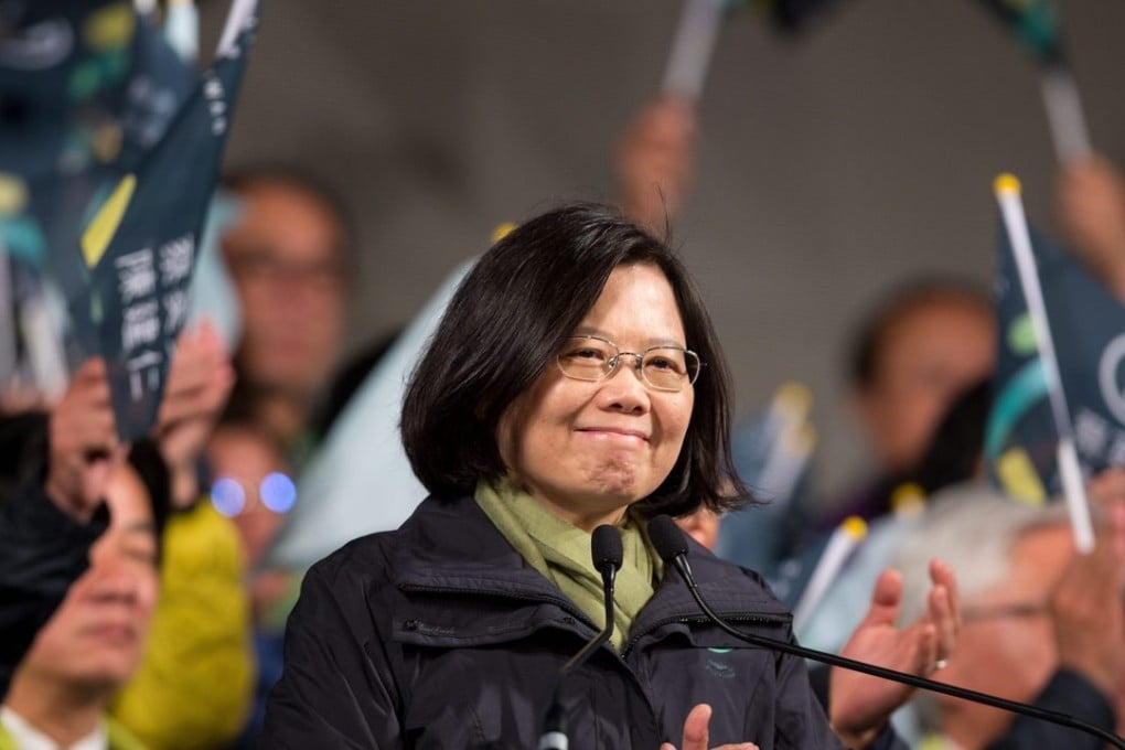 Taiwan president-elect Tsai Ing-wen speaks to supporters after winning the presidential elections in Taipei. Photo: EPA