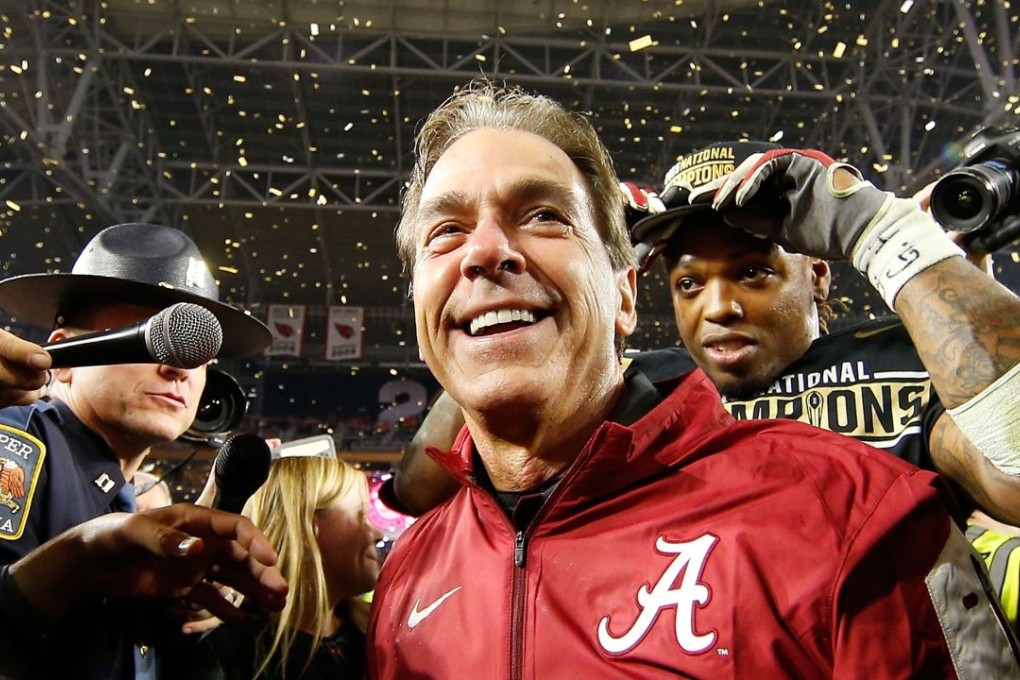 Nick Saban celebrates after defeating the Clemson Tigers. Photo: AFP