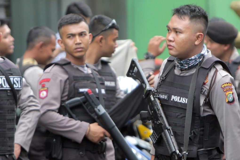 Indonesian anti-terrorist policemen in Jakarta. Photo: EPA