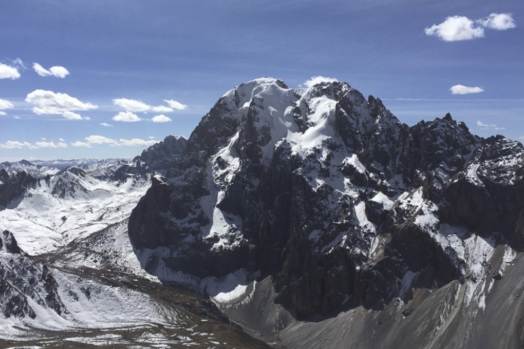 The previously unclimbed, 5,632-metre Dechok Phedrong peak in the Gangga mountain range.