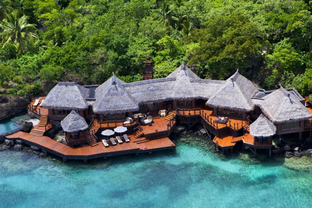 Laucala Island, a 12-square-kilometre private island in the Fiji archipelago, claims to have the highest staff-to-guest ratio in the world, with more than 350 staff taking care of the 25 villas.