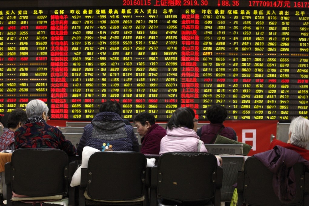 Investors monitor stock prices at a brokerage house in Huaibei, Anhui province, on Friday. Photo: AP