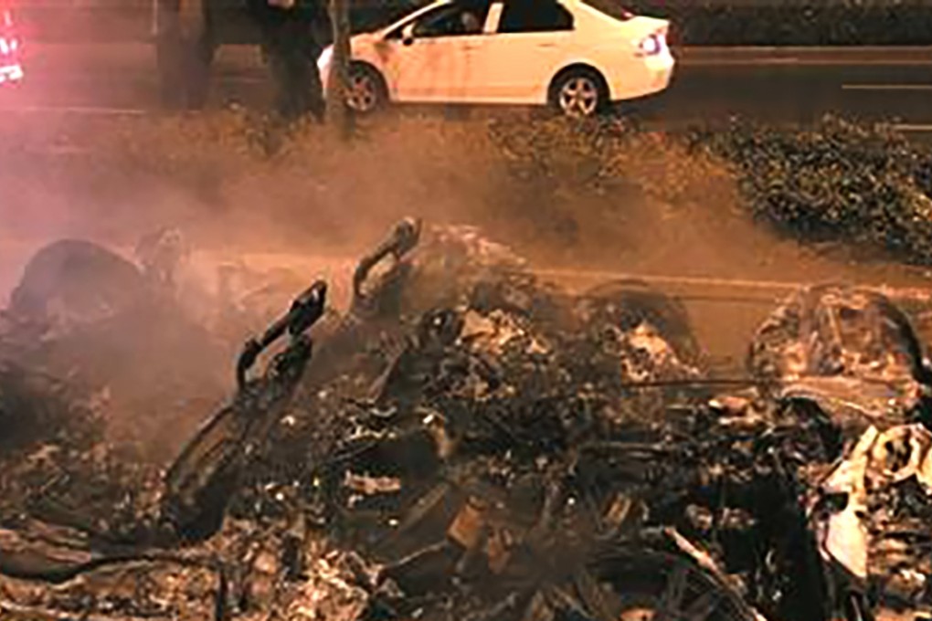 The wreckage of the Lamborghini in Hangzhou. Photo: Ifeng.com