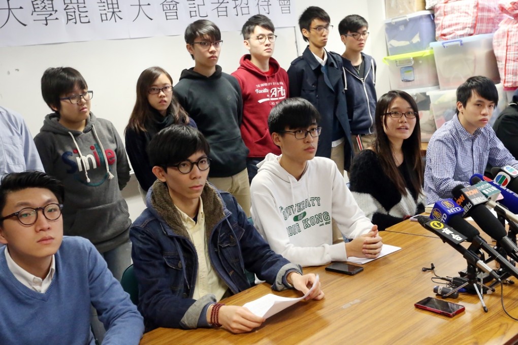 University of Hong Kong Students Strike Committee press conference. SCMP/ K. Y. Cheng