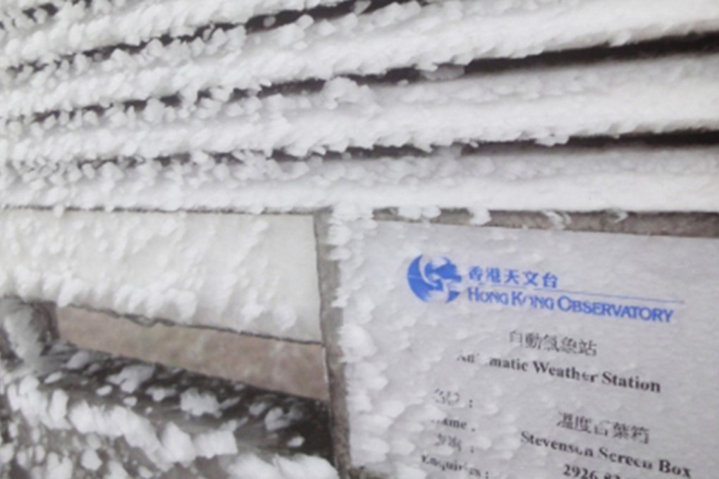 Frost on HK Observatory equipment is a sign of the regular appearance of such cold conditions at certain times of the year. Photo: HKO