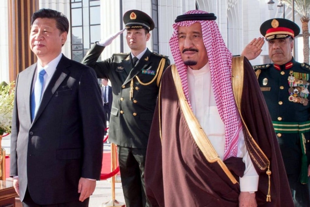 China’s President Xi Jinping and Saudi Arabia’s King Salman bin Abdul Aziz al-Saud at a ceremony upon Xi’s arrival in Riyadh on Tuesday. Photo: AFP