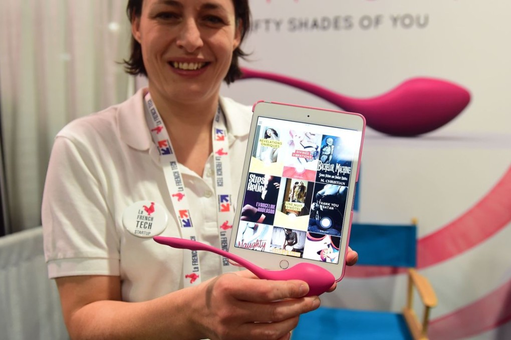 E. Sensory founder Christel Le Coq displays The Little Bird, a smart vibrator which activates as the user reads erotic stories, at the CES 2016 consumer electronics show in Las Vegas. Photo: AFP