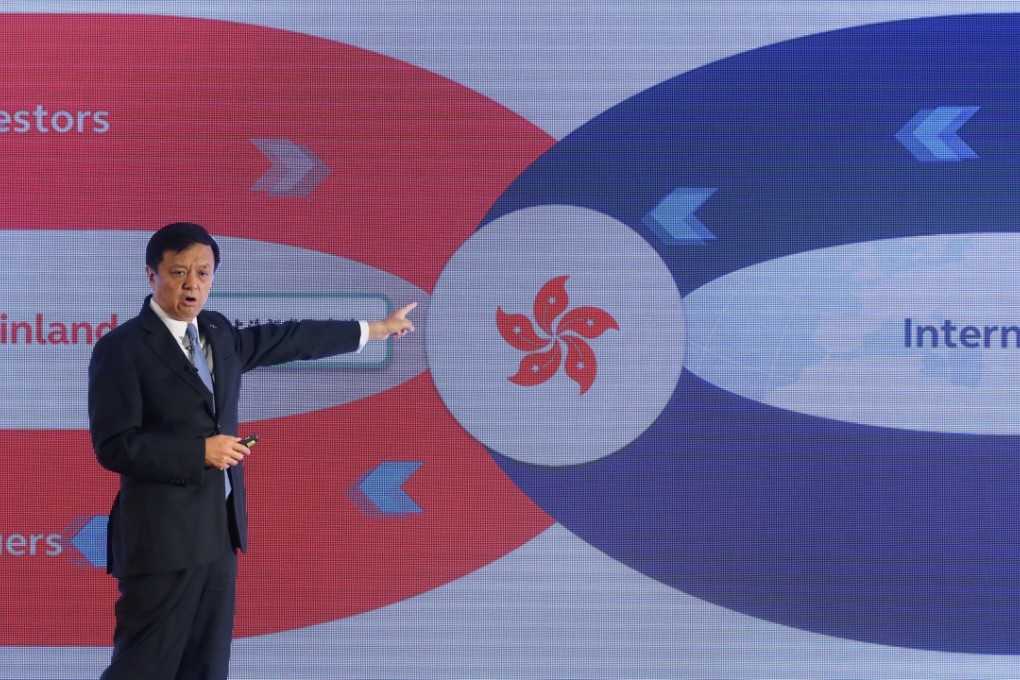 Charles Li, chief executive of Hong Kong Exchanges and Clearing, on Thursday unveiled the exchange operator’s three-year strategic plan. Photo: Edward Wong
