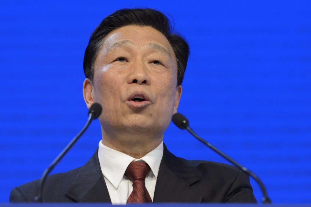 China’s vice president Li Yuanchao speaking at the World Economic Forum in Davos. Photo: EPA