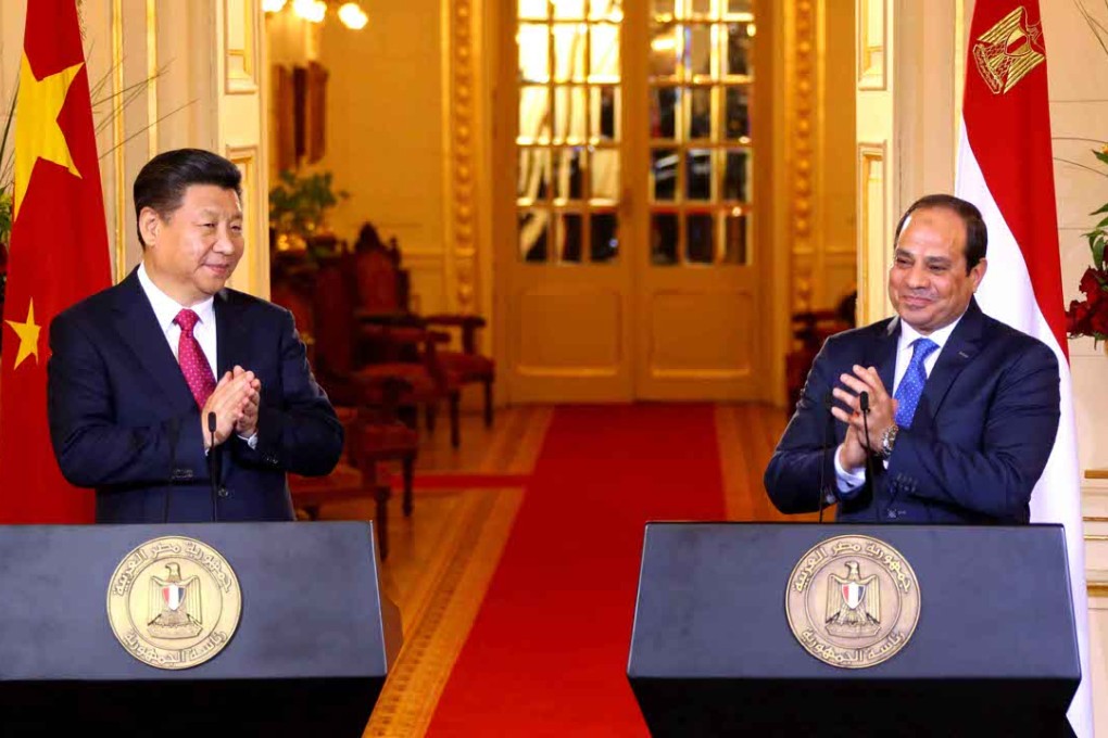 China’s President Xi Jinping and his Egyptian counterpart Abdel Fattah al-Sisi, right, pictured at the presidential palace in Cairo on Thursday. Photo: AP