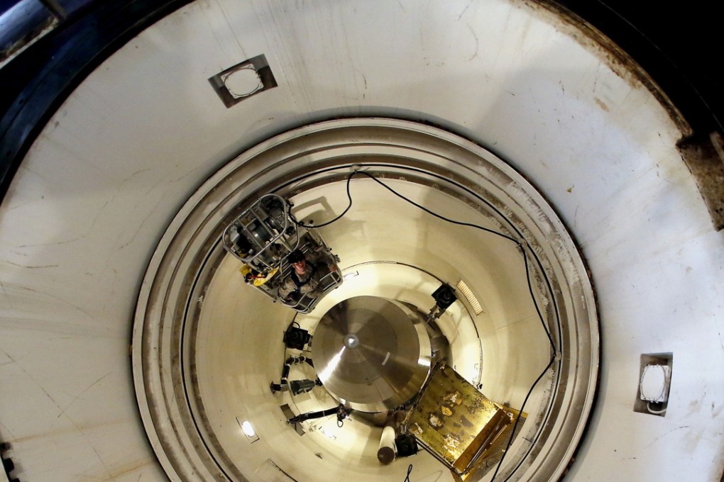 Photo taken June 2014 of an inert Minuteman 3 missile in a training launch tube at Minot Air Force Base, North Dakota. Photo: AP