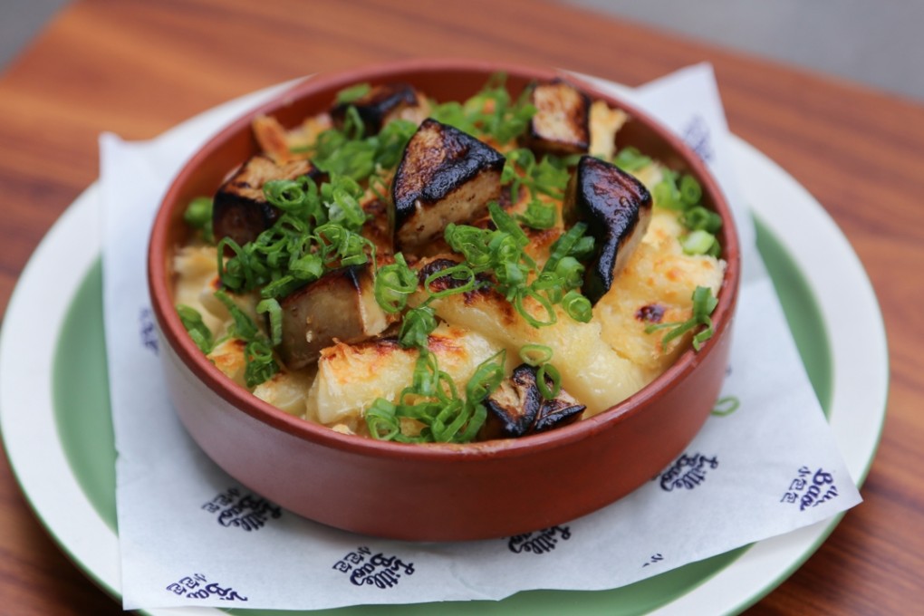 May Chow's mac ’n’ cheese includes steamed Korean rice rolls with cheese, Shaoxing wine and pan-fried foie gras.