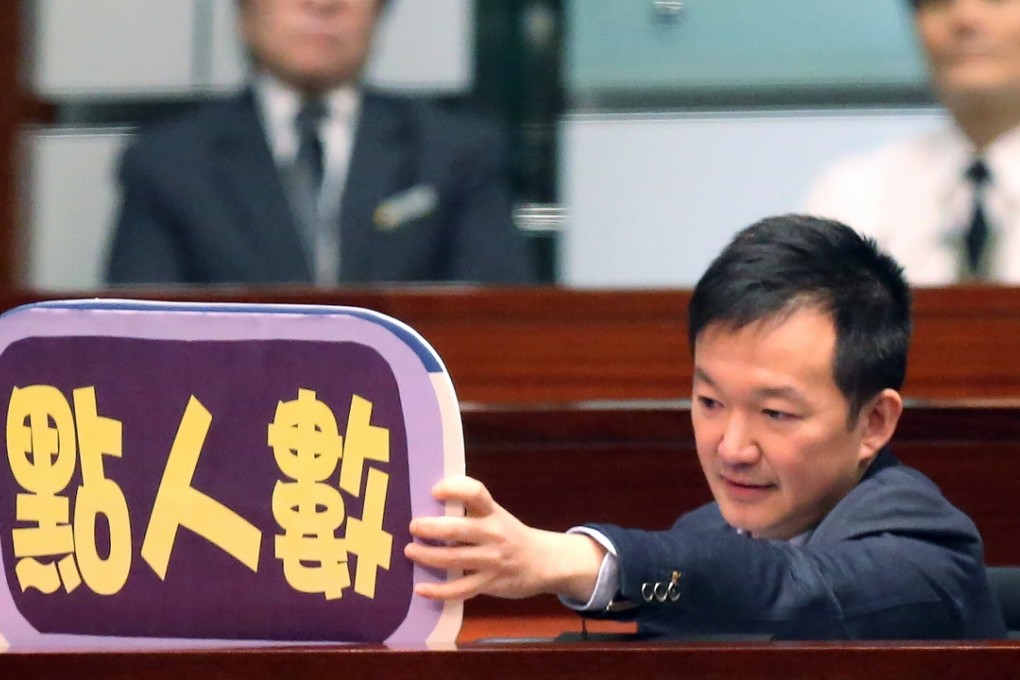 People Power Legislator Raymond Chan Chi-chuen attends the Legislative Council meeting on the second reading of the Copyright (Amendment) Bill. Photo: K. Y. Cheng