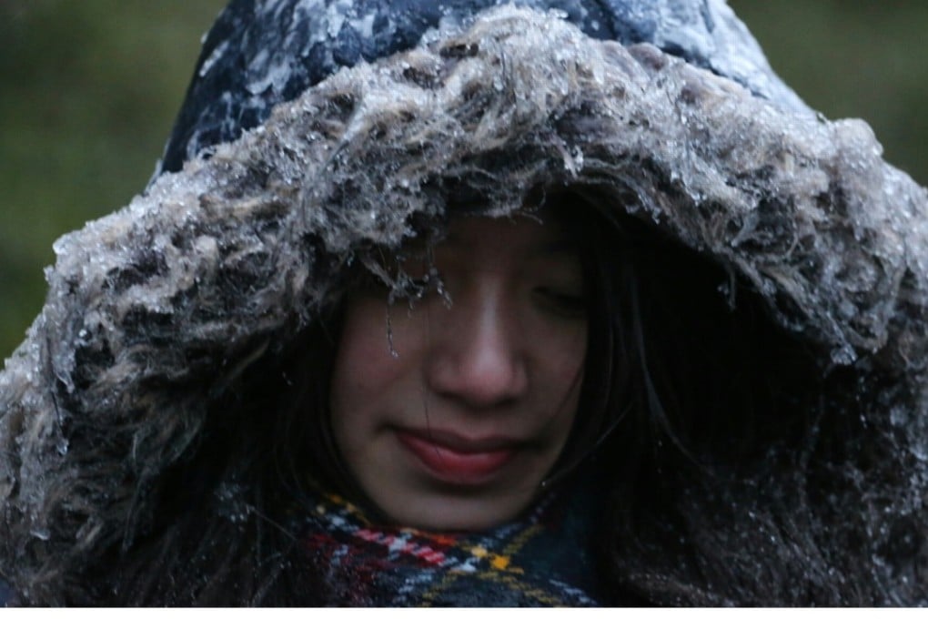 Icy start to a cold Sunday atop Hong Kong’s highest peak Tai Mo Shan. Photo: Felix Wong