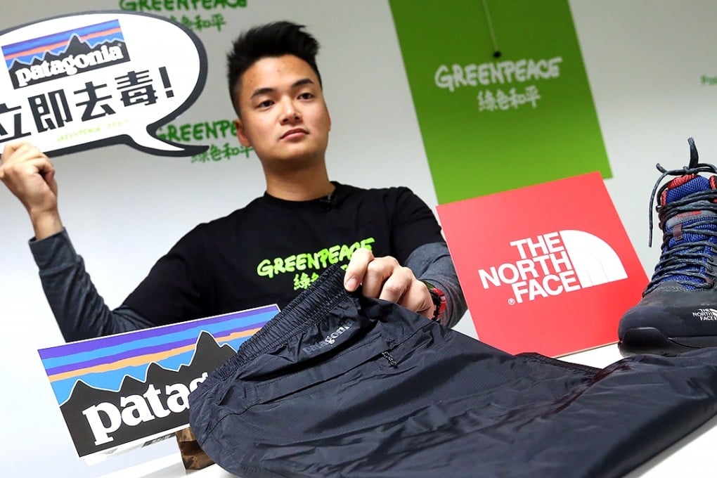 Greenpeace’s Andy Chu Kong urged outdoor gear manufacturers not to use PFCs in their products. Photo: K.Y. Cheng