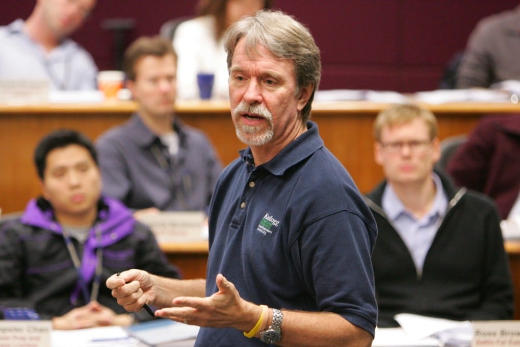 Professor Keith Murnighan, of Northwestern University's Kellogg School of Management, lectures in class. Enthusiastic teachers who convey their passion for the subject will motivate students to learn. Photo: SCMP Pictures