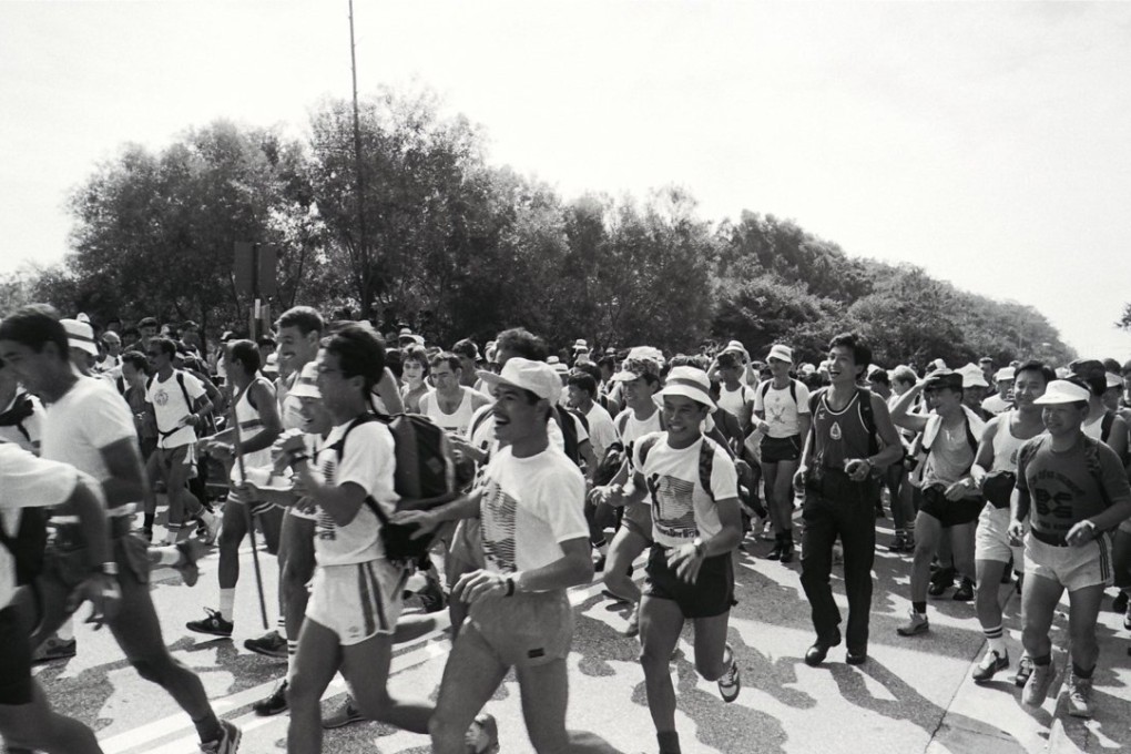 Trailwalker runners at the start of the 1986 race along the MacLehose Trail.