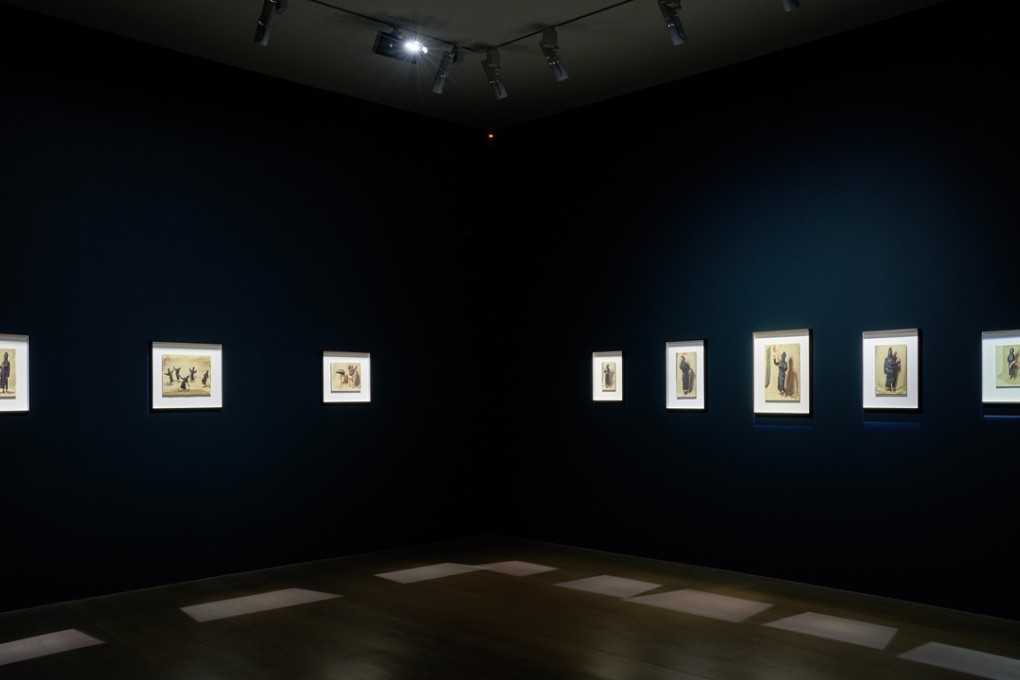 Installation view from the 2015 solo exhibition Michaël Borremans: Black Mould at David Zwirner, London. Photo: David Zwirner