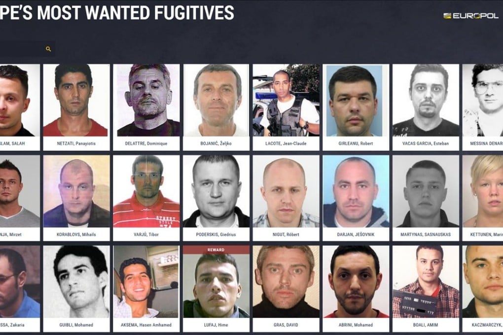 The homepage of Europol’s new “most wanted” website. Photo: AFP