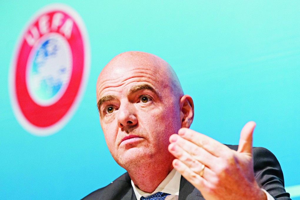 Uefa general secretary Gianni Infantino speaks at a press conference at Uefa headquarters in Nyon, Switzerland last week. Photo: EPA
