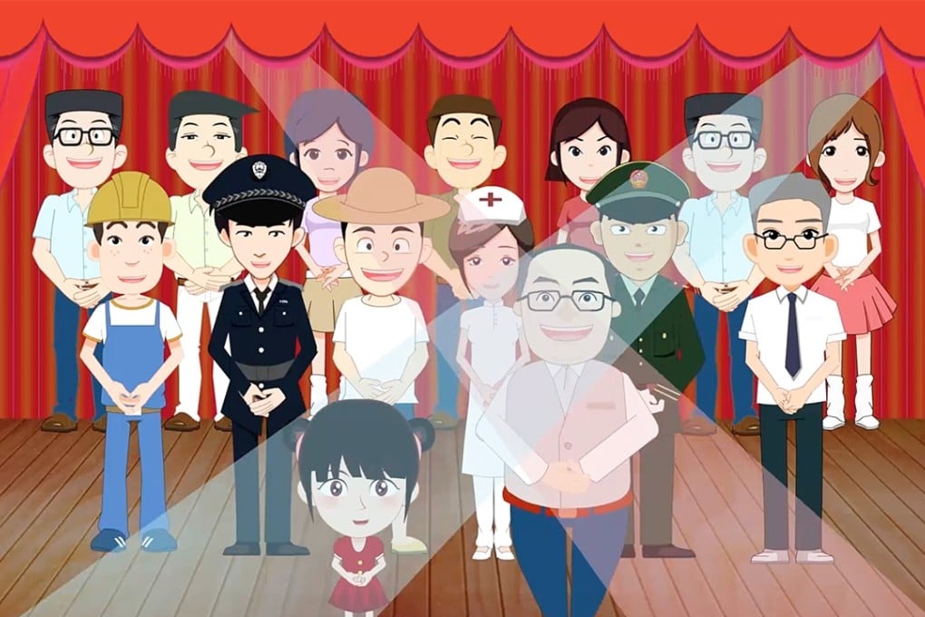 A still from the video promoting President Xi Jinping’s “Four Comprehensives” political theory. Photo: SCMP Pictures