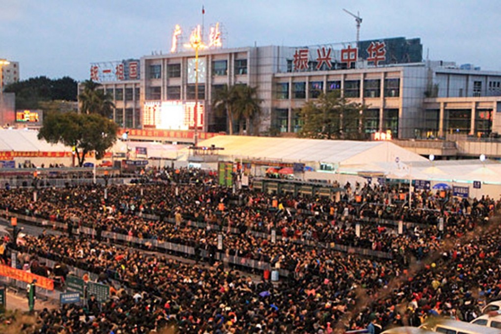 Huge queues outside Guangzhou railway station. Photo: SCMP Pictures